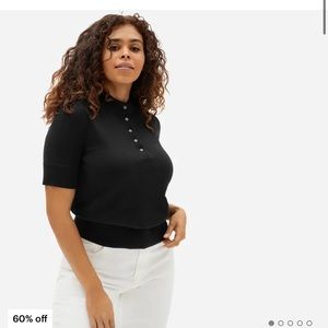 NWT the organic cotton button mockneck black xs